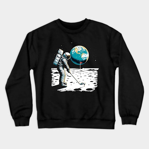 Golf Novelty Funny Astronaut Golfing Funny Golf Crewneck Sweatshirt by KsuAnn